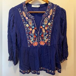Blue Solitaire Peasant Top